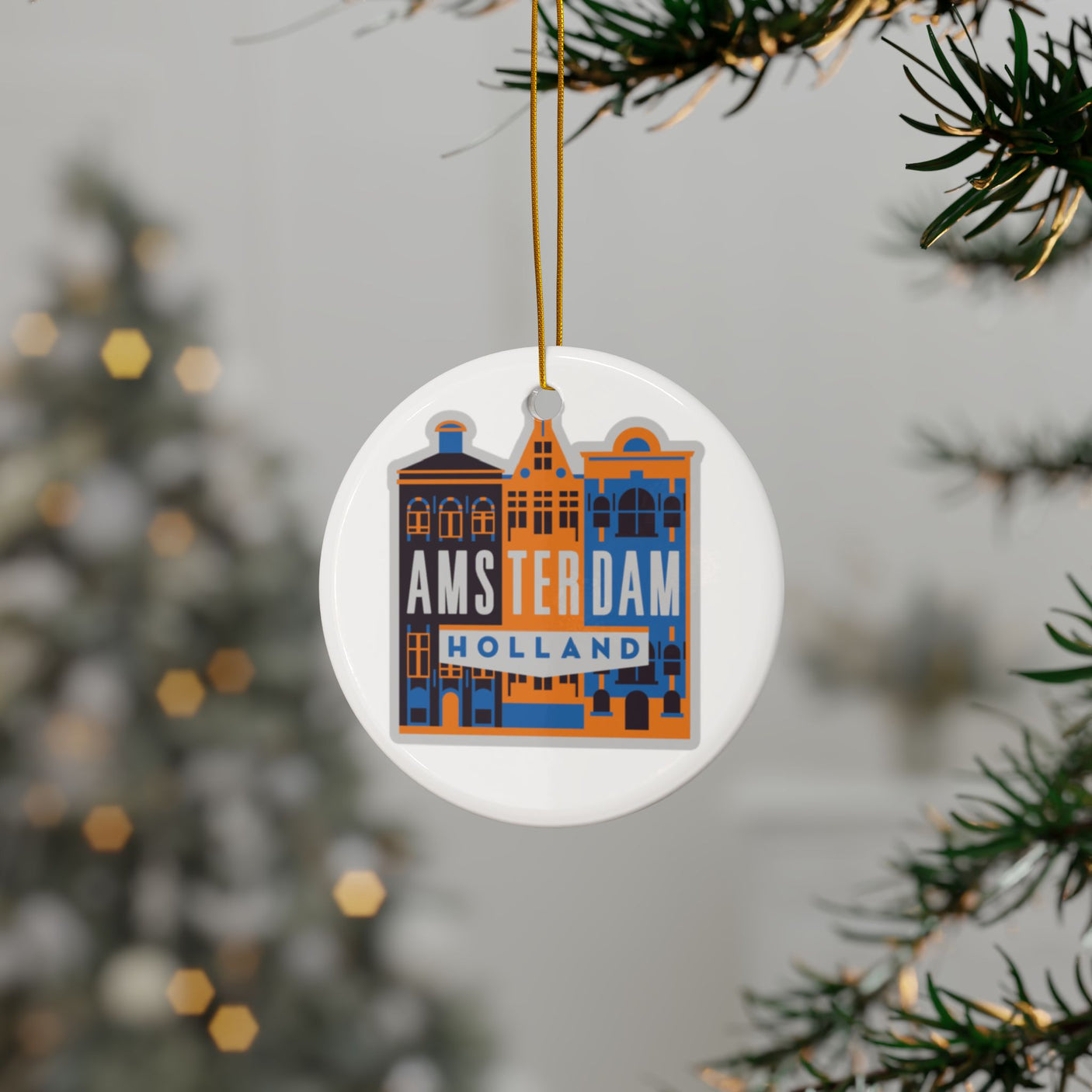 Amsterdam The Netherlands Ceramic Christmas Ornament