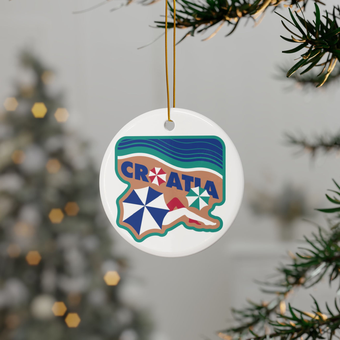 Croatia Ceramic Christmas Ornament