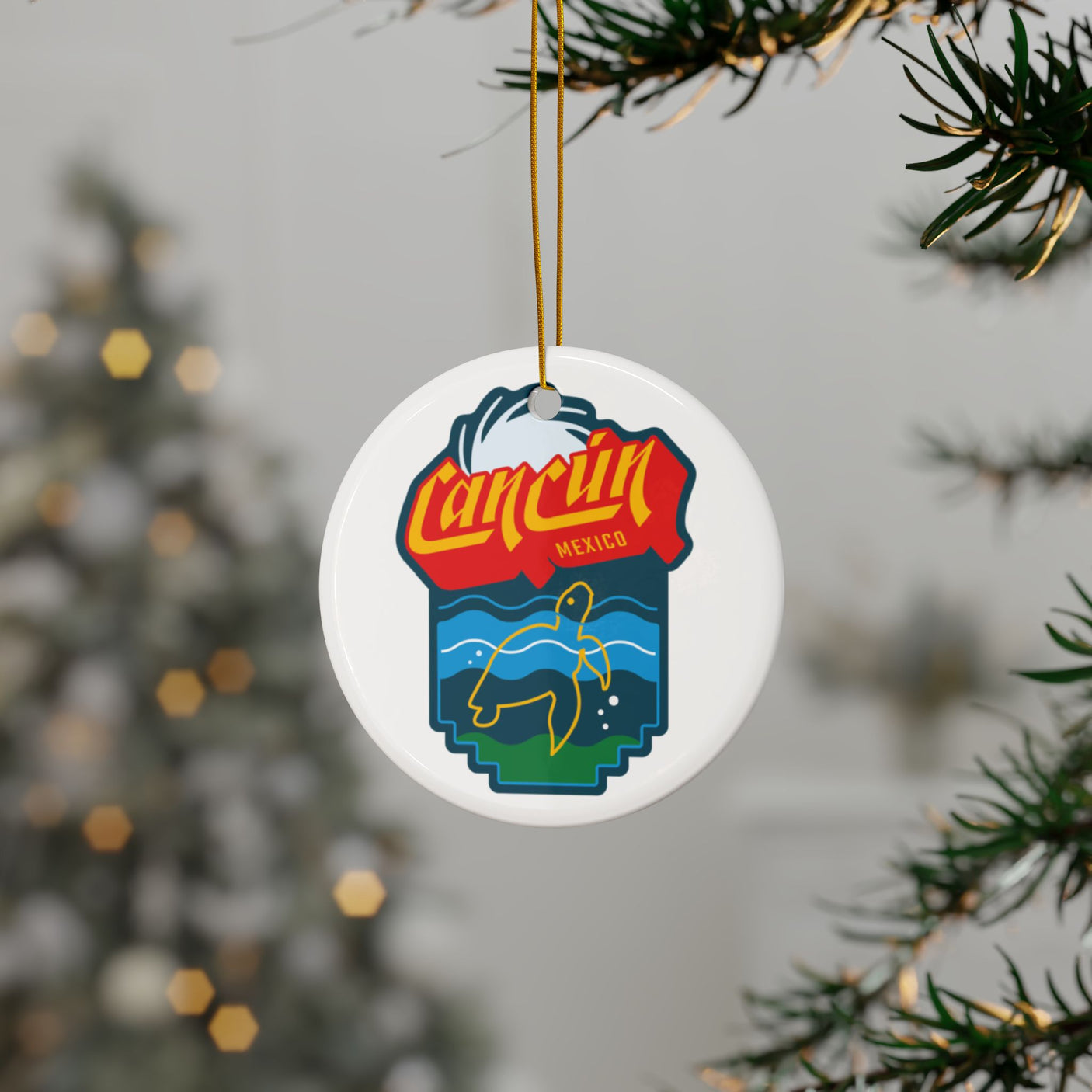 Cancun Mexico Ceramic Christmas Ornament
