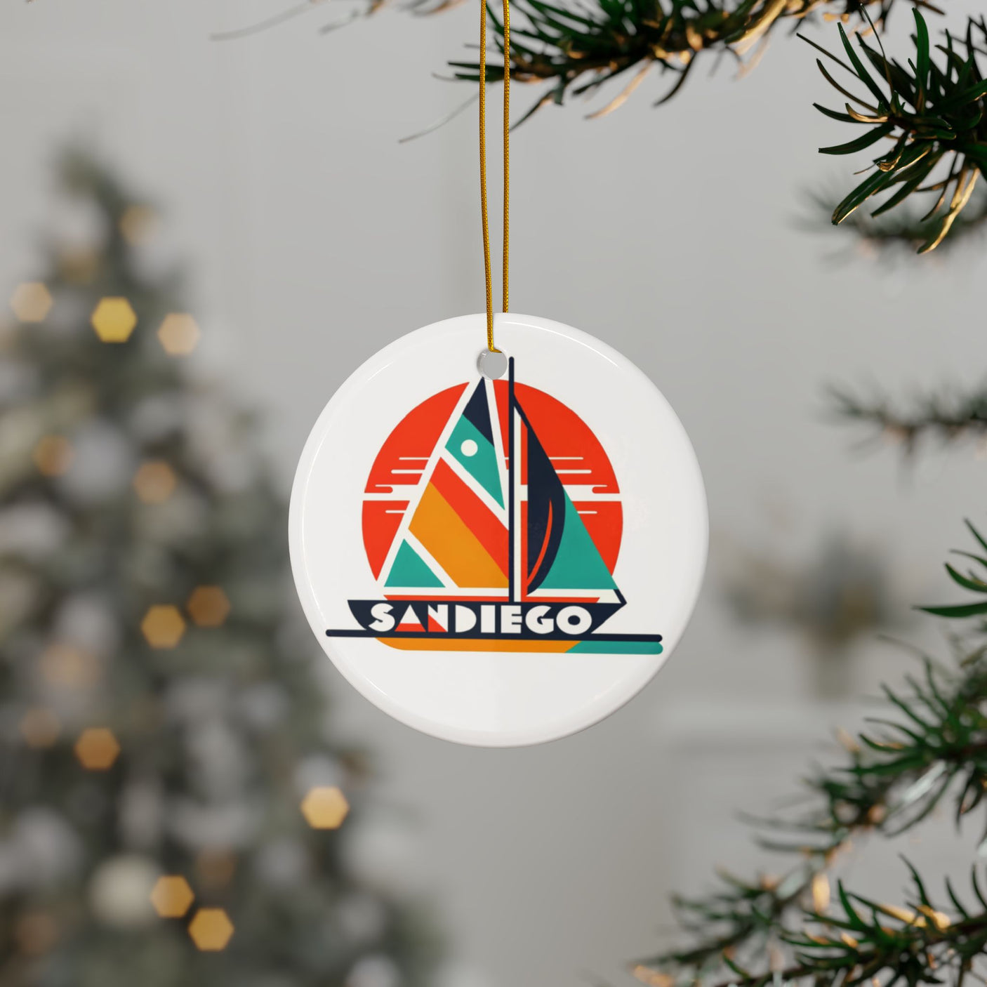 San Diego Ceramic Christmas Ornament