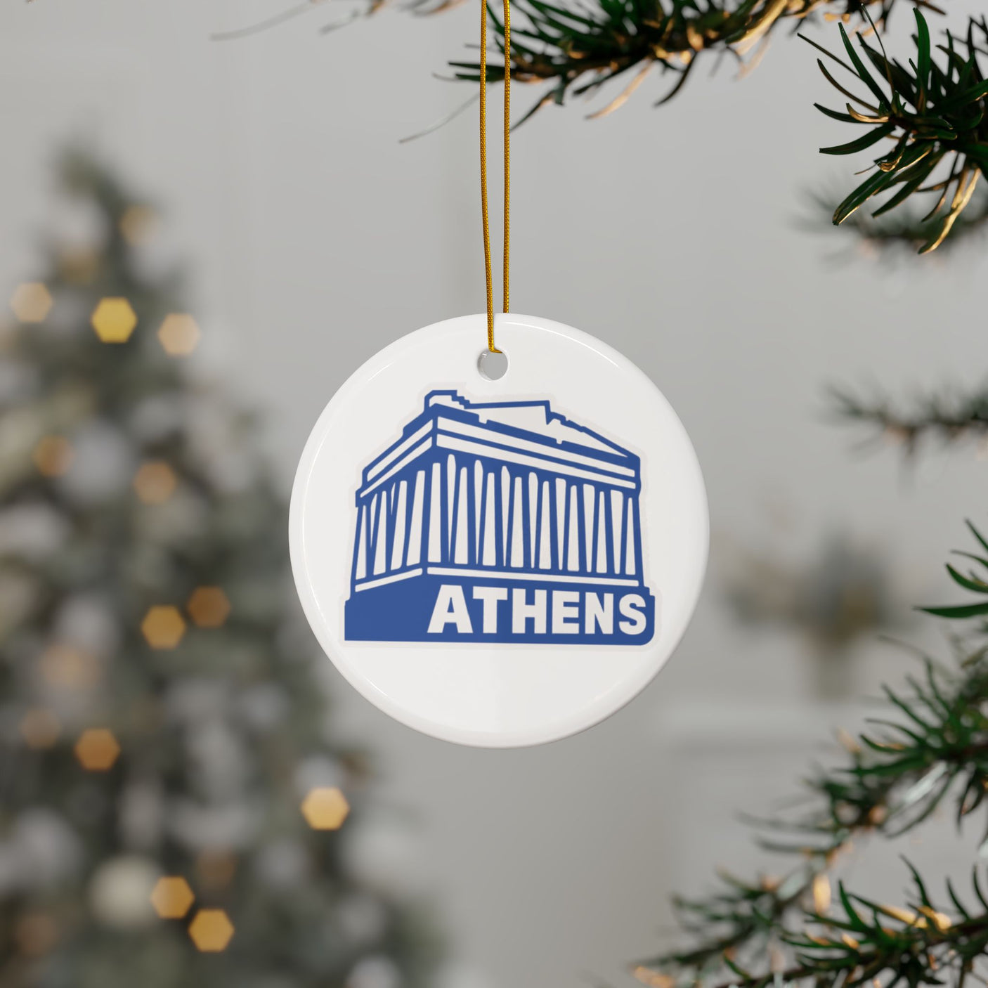 Athens Greece Ceramic Christmas Ornament