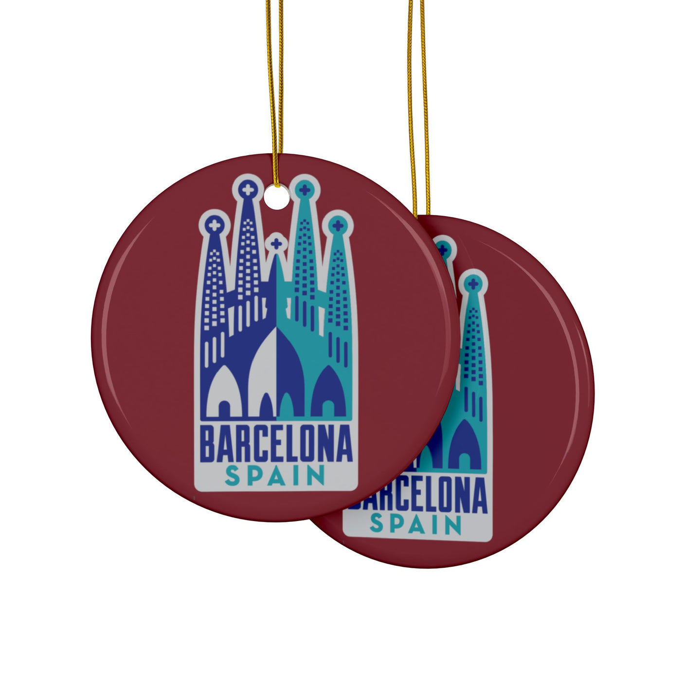 Barcelona, Spain Ceramic Christmas Ornament