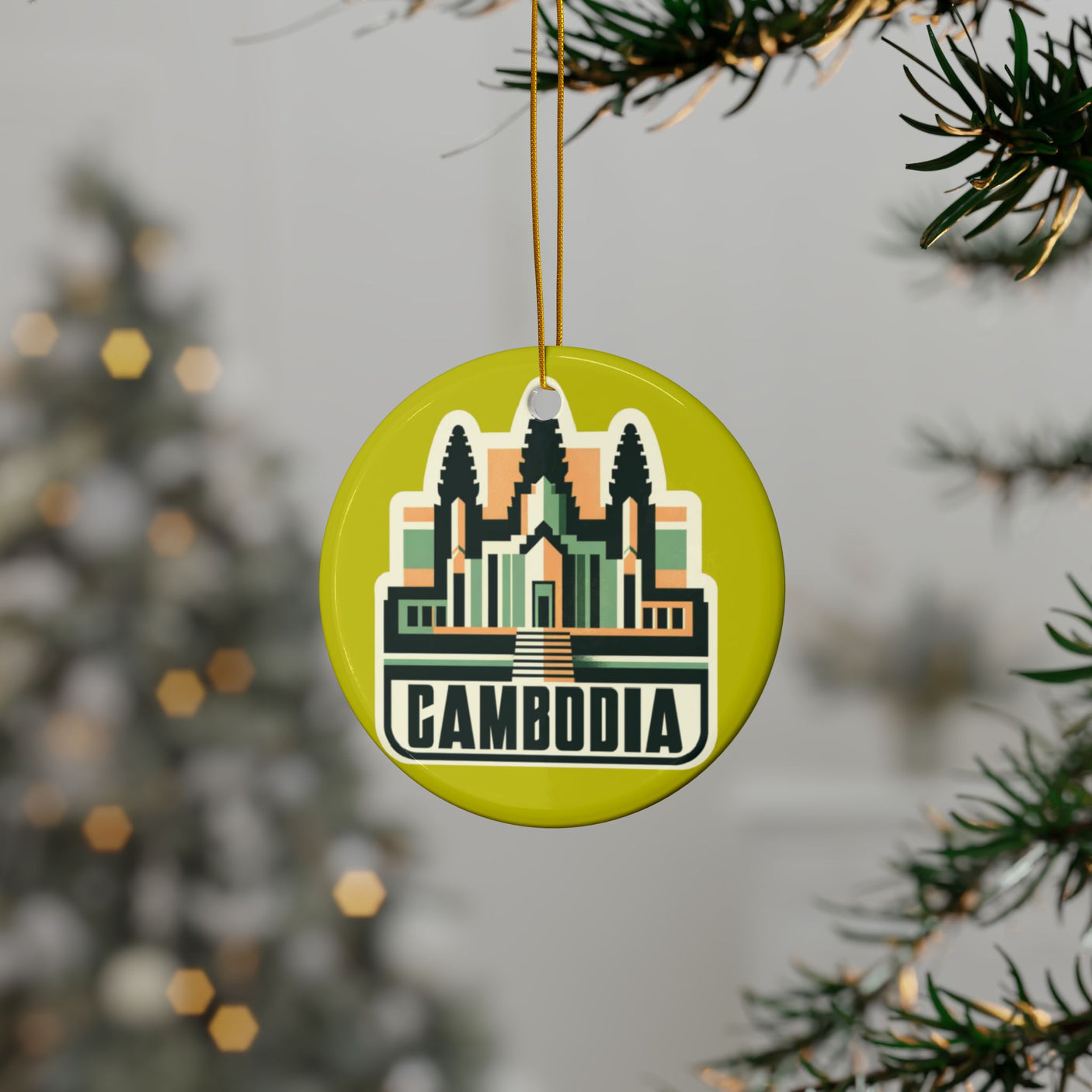 Cambodia Ceramic Christmas Ornament
