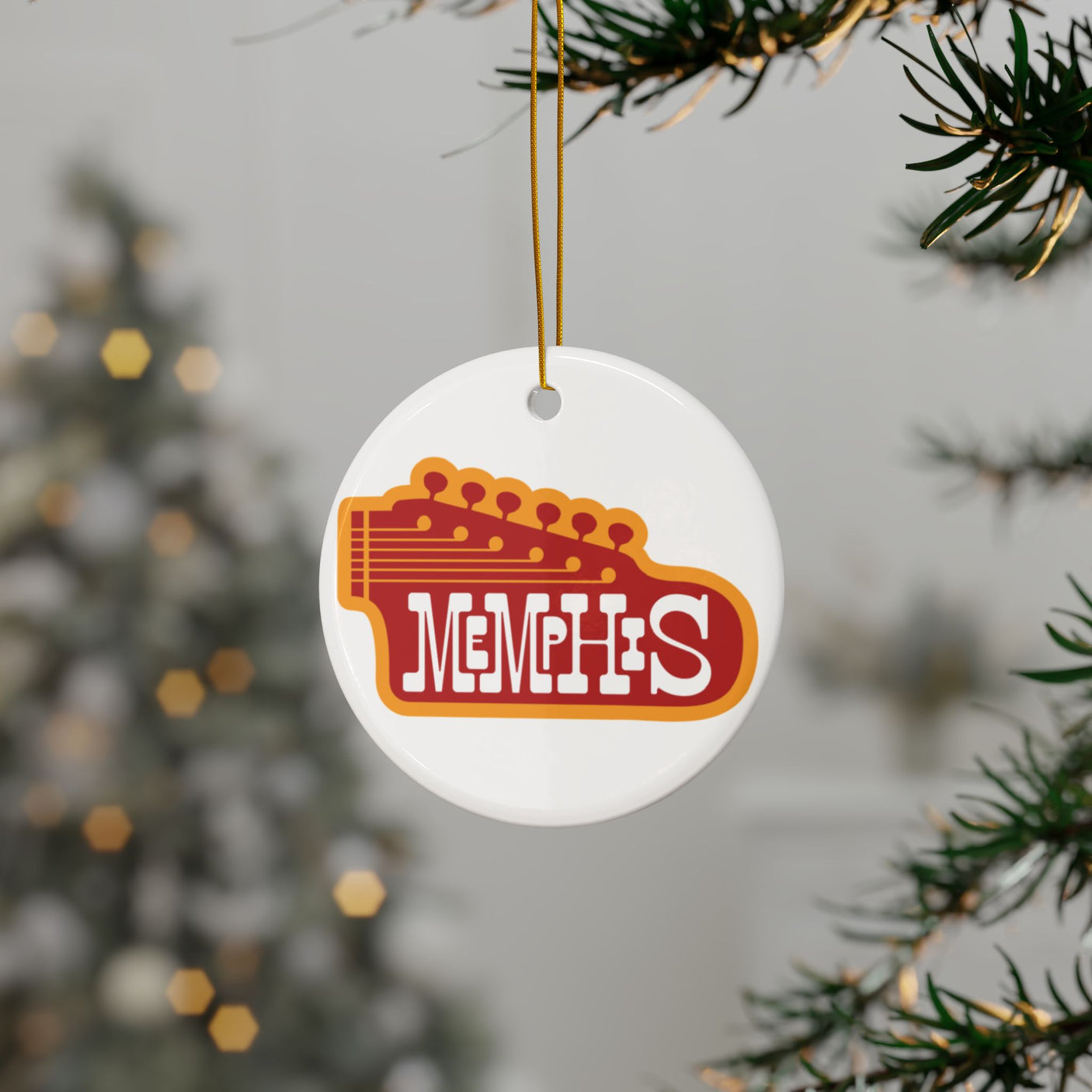 Memphis Ceramic Christmas Ornament