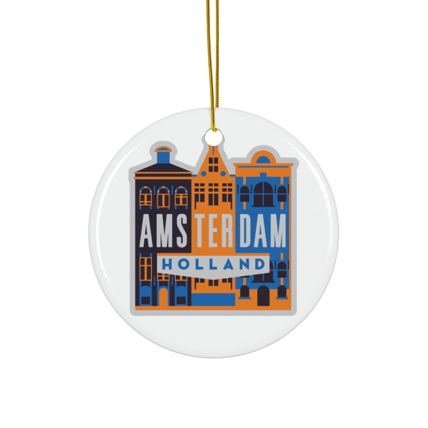 Amsterdam The Netherlands Ceramic Christmas Ornament
