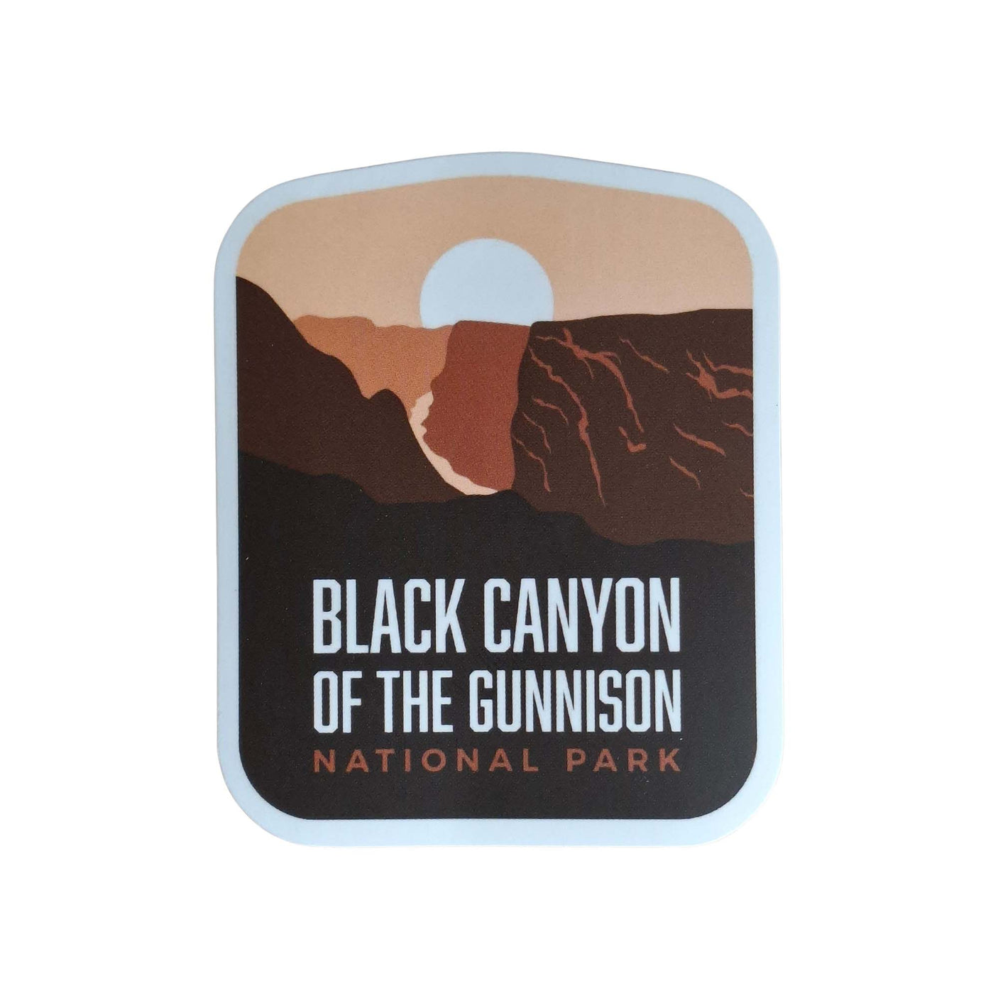 Black Canyon of the Gunnison National Park sticker featuring a stylized canyon design in earthy tones.