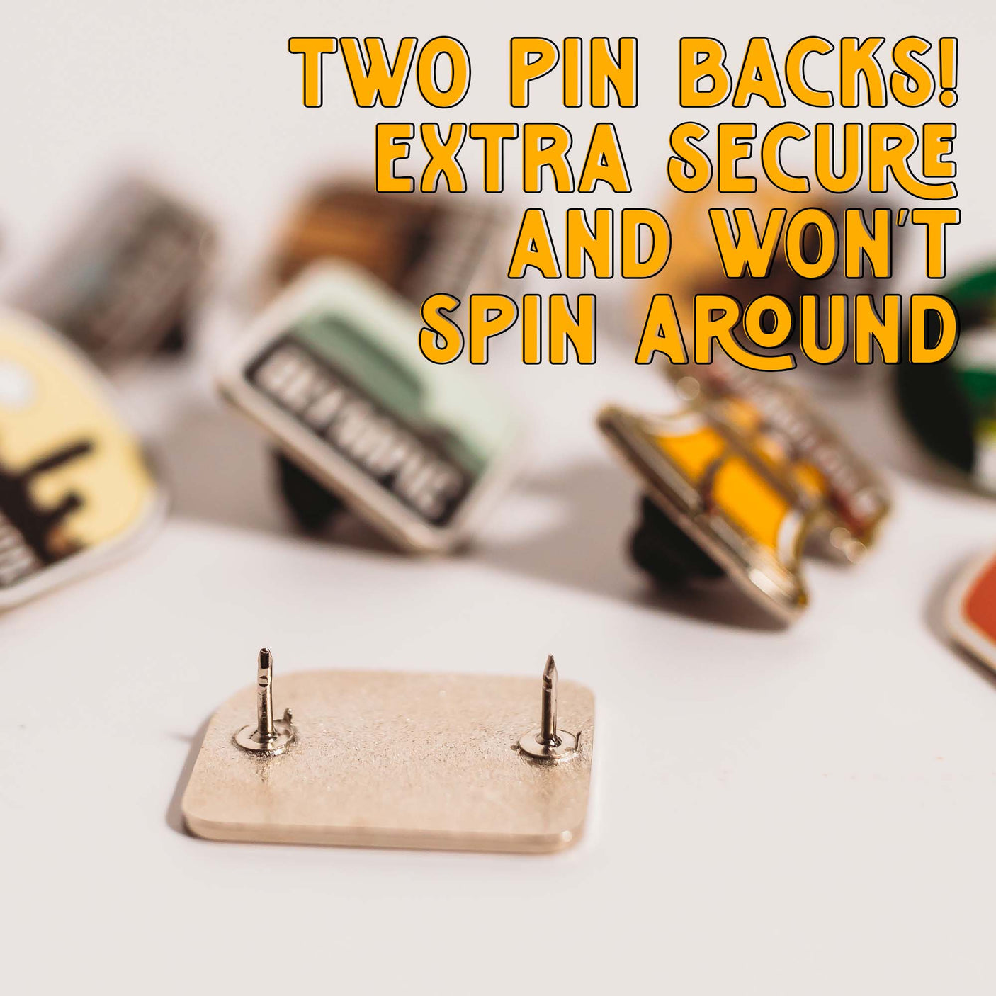 Key West Mile 0 enamel pin with two pin backs, square shape, featuring colorful graphics and a secure design.
