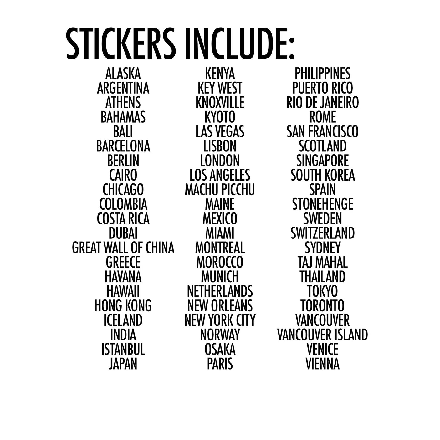 MINI Travel Stickers - 65 Locations!
