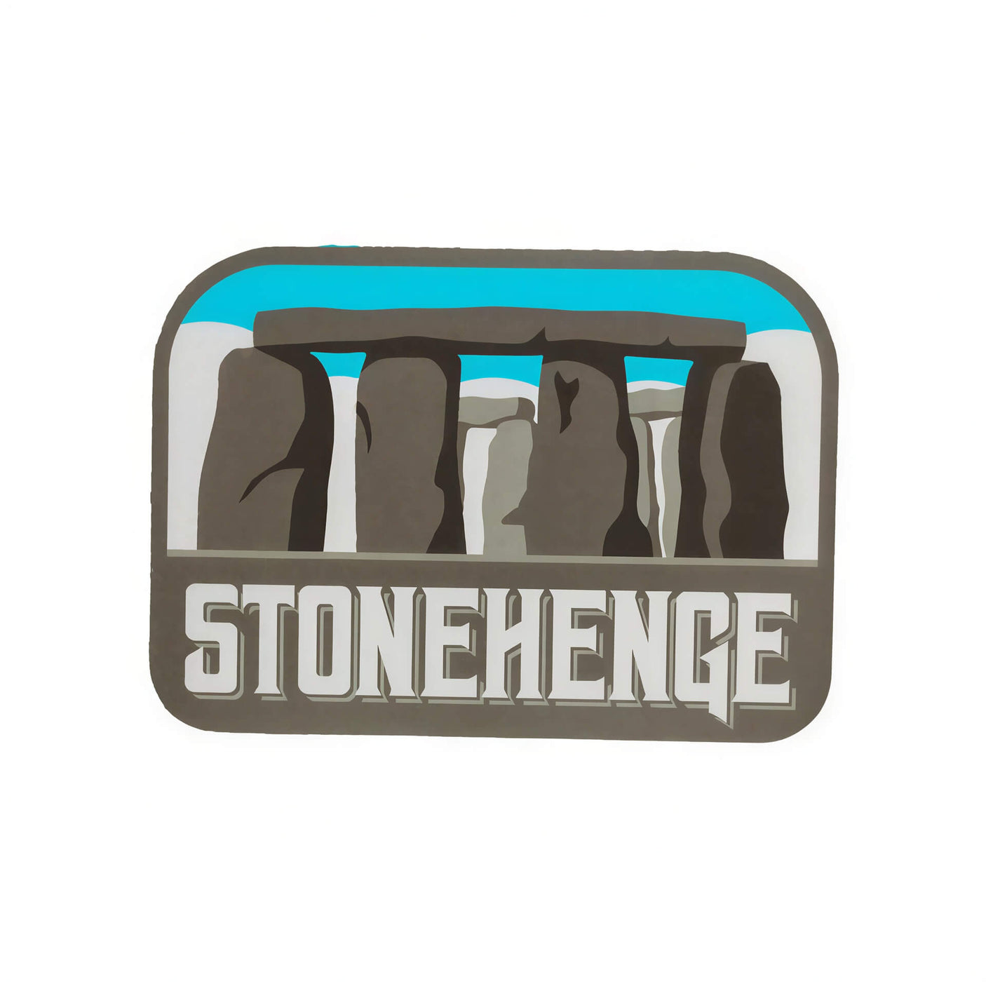 Stonehenge sticker featuring a graphic of the monument with blue sky and gray stones, labeled "Stonehenge" at the bottom.