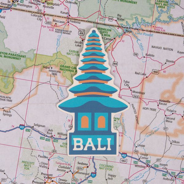 Bali sticker on a map background