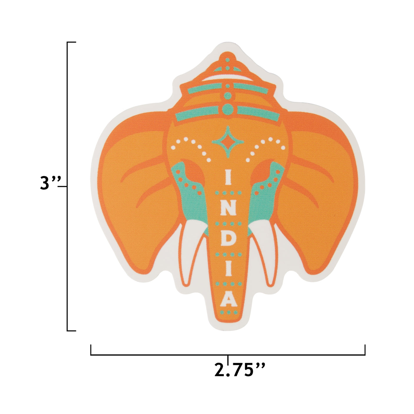 India sticker size information