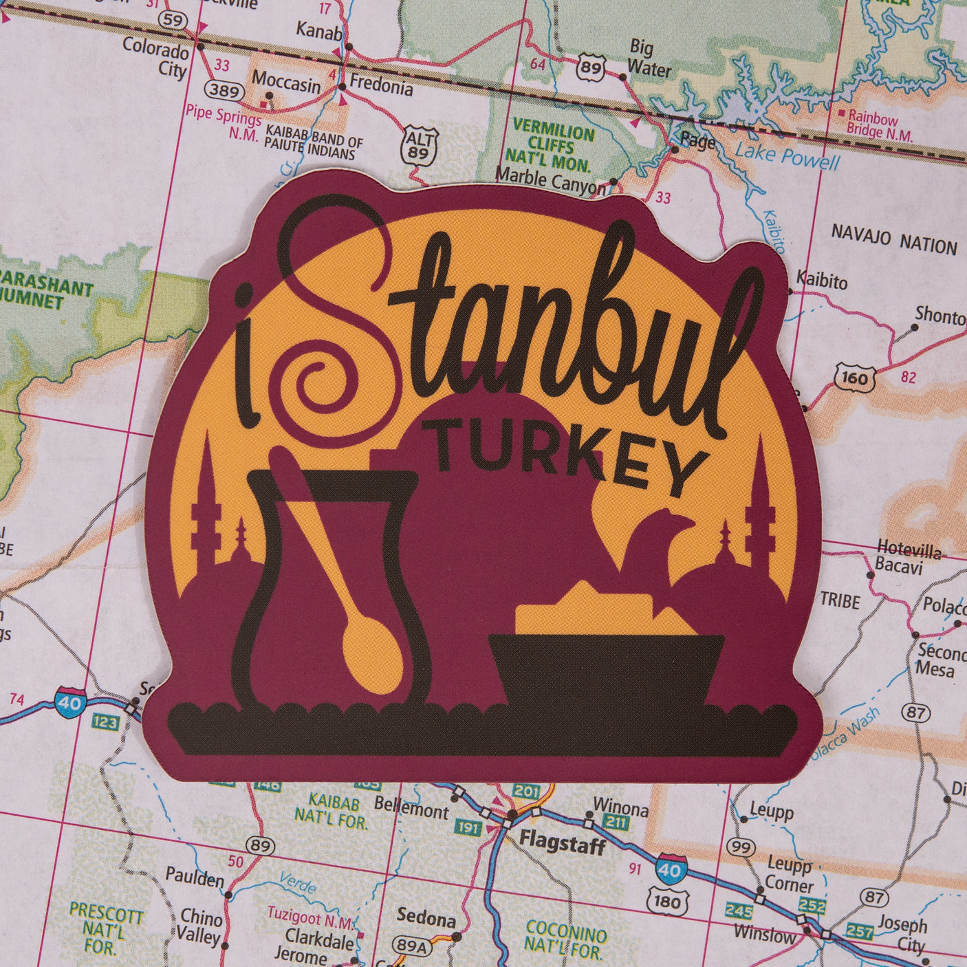 Istanbul Turkey Sticker on a map background