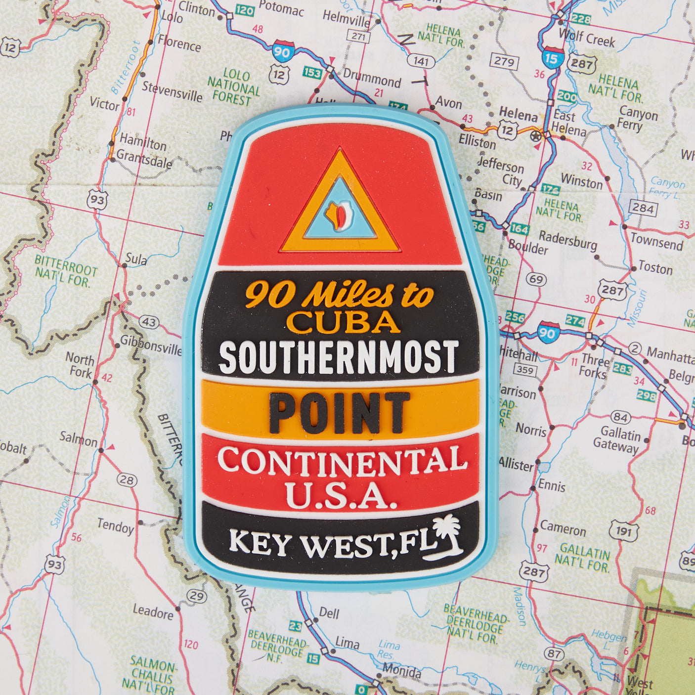 Key West Florida Fridge Magnet on a map background