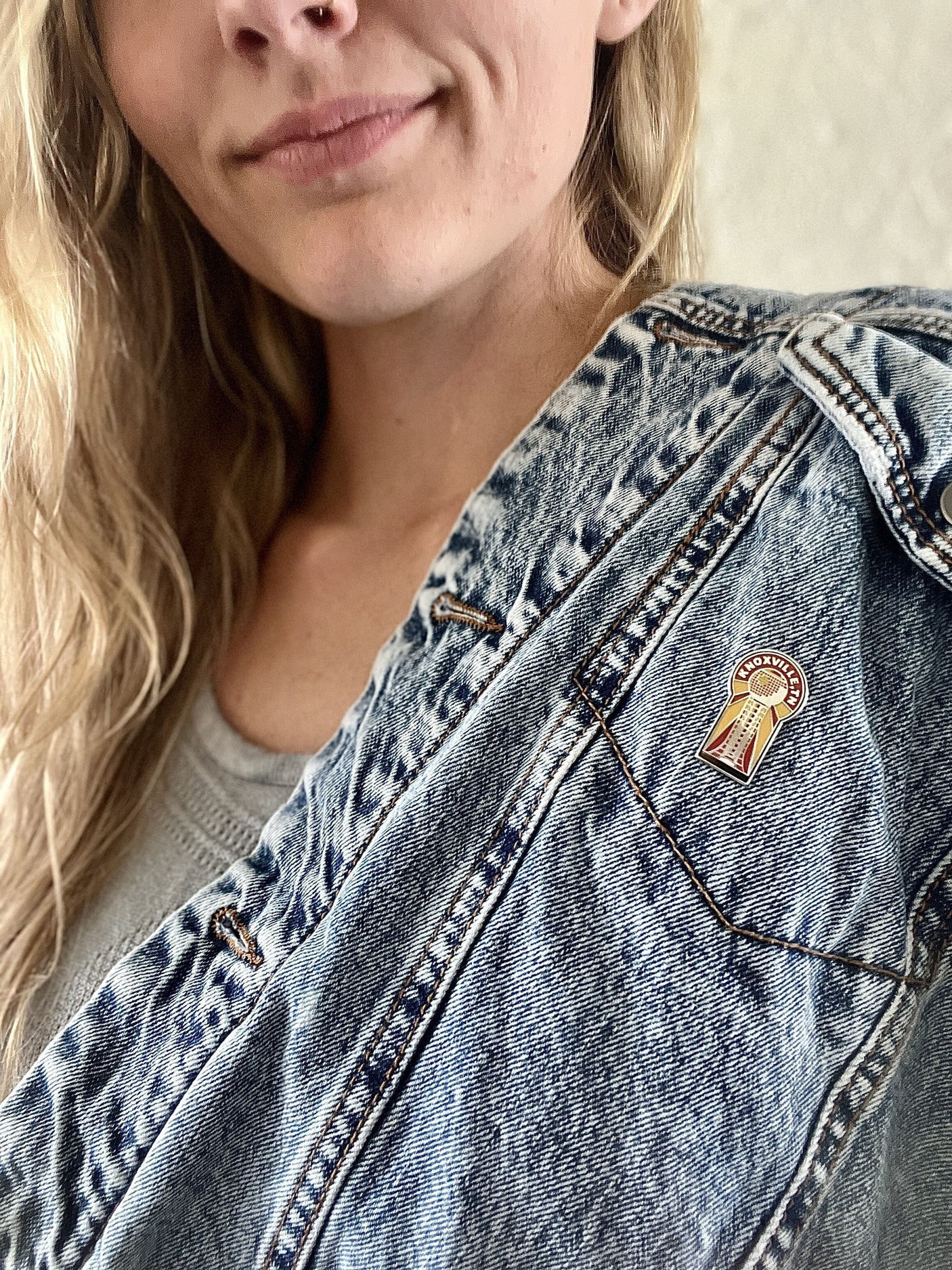 pin on a denim jacket