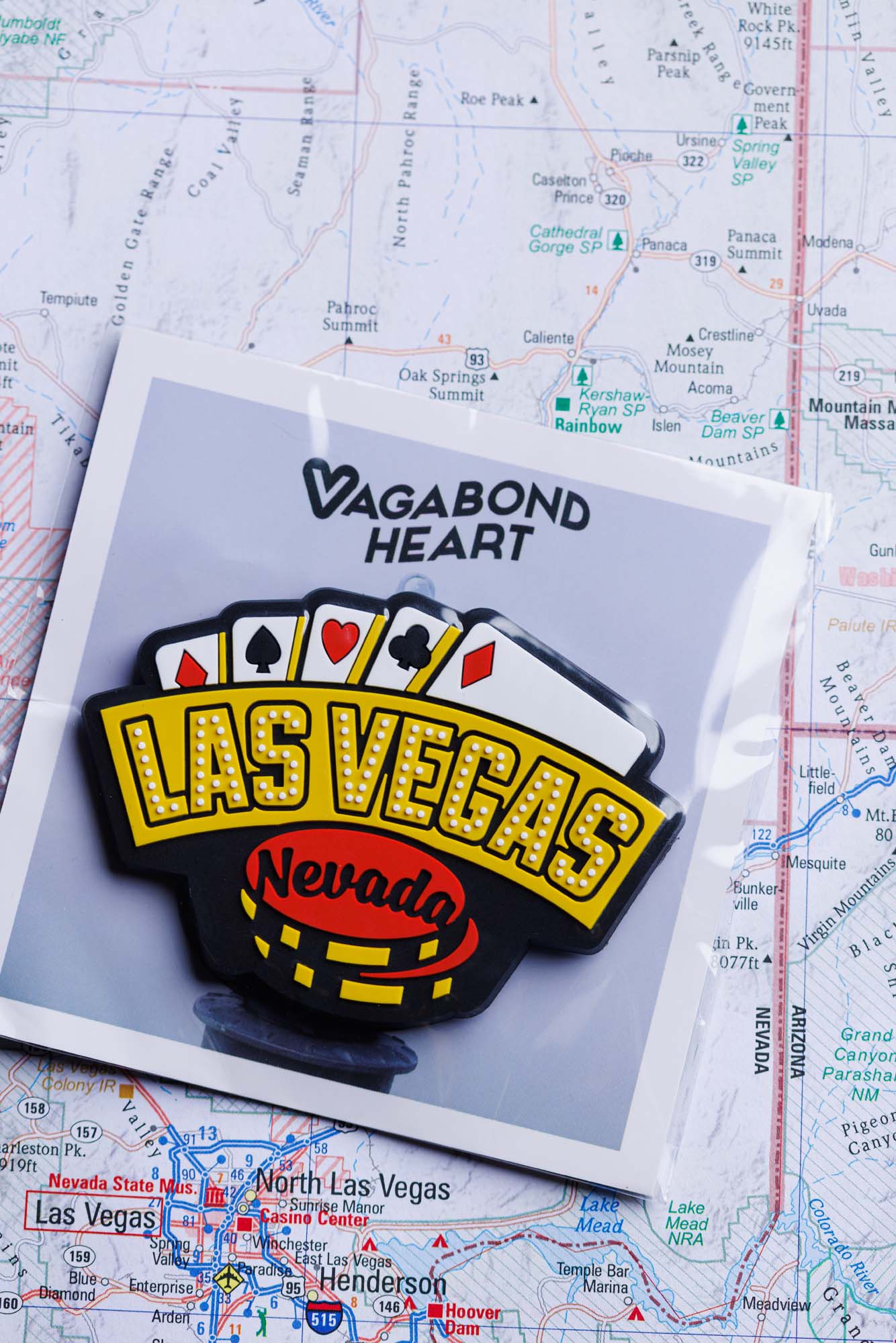 Las Vegas PVC Fridge Magnet on a map