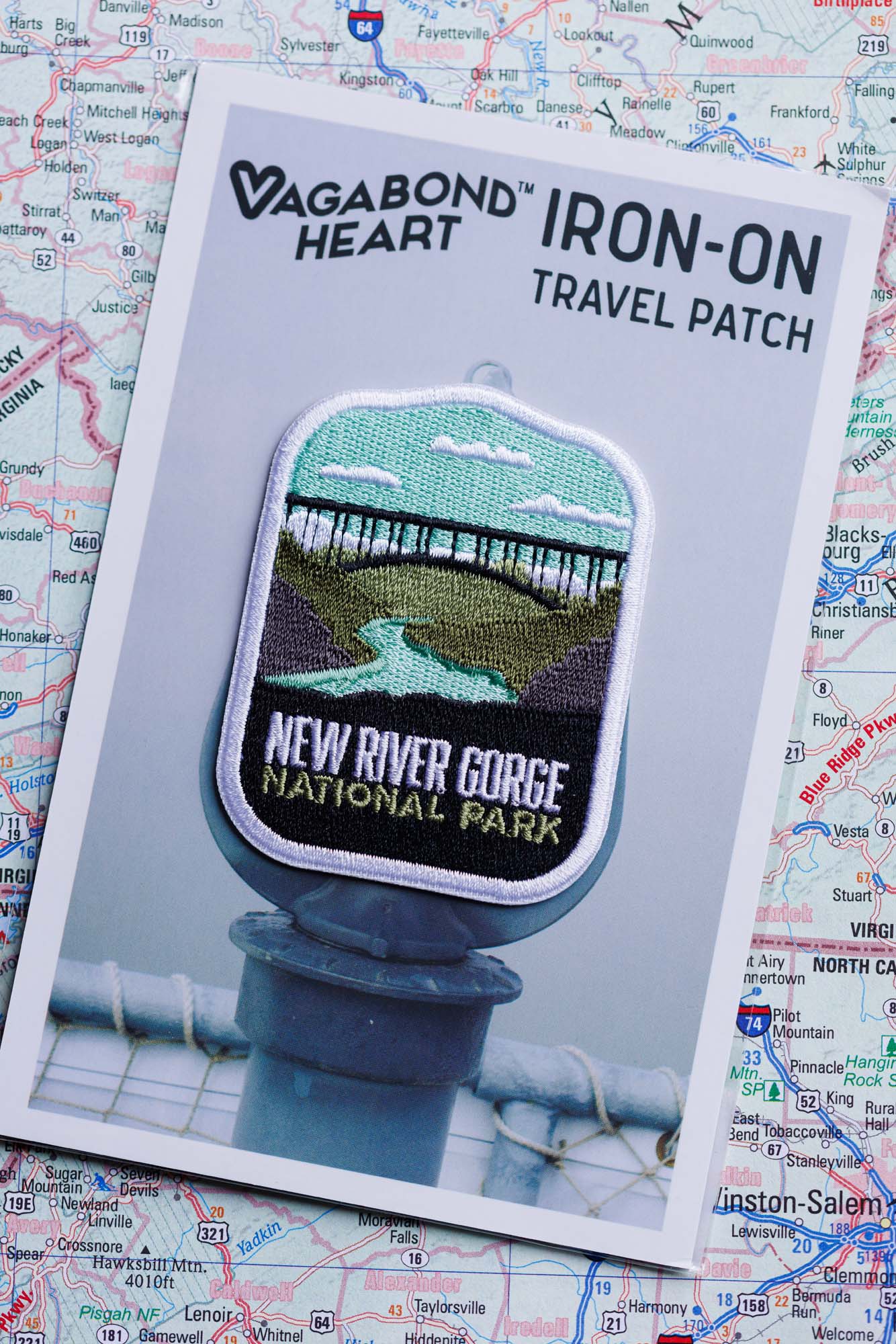 New River Gorge patch with high quality backing card