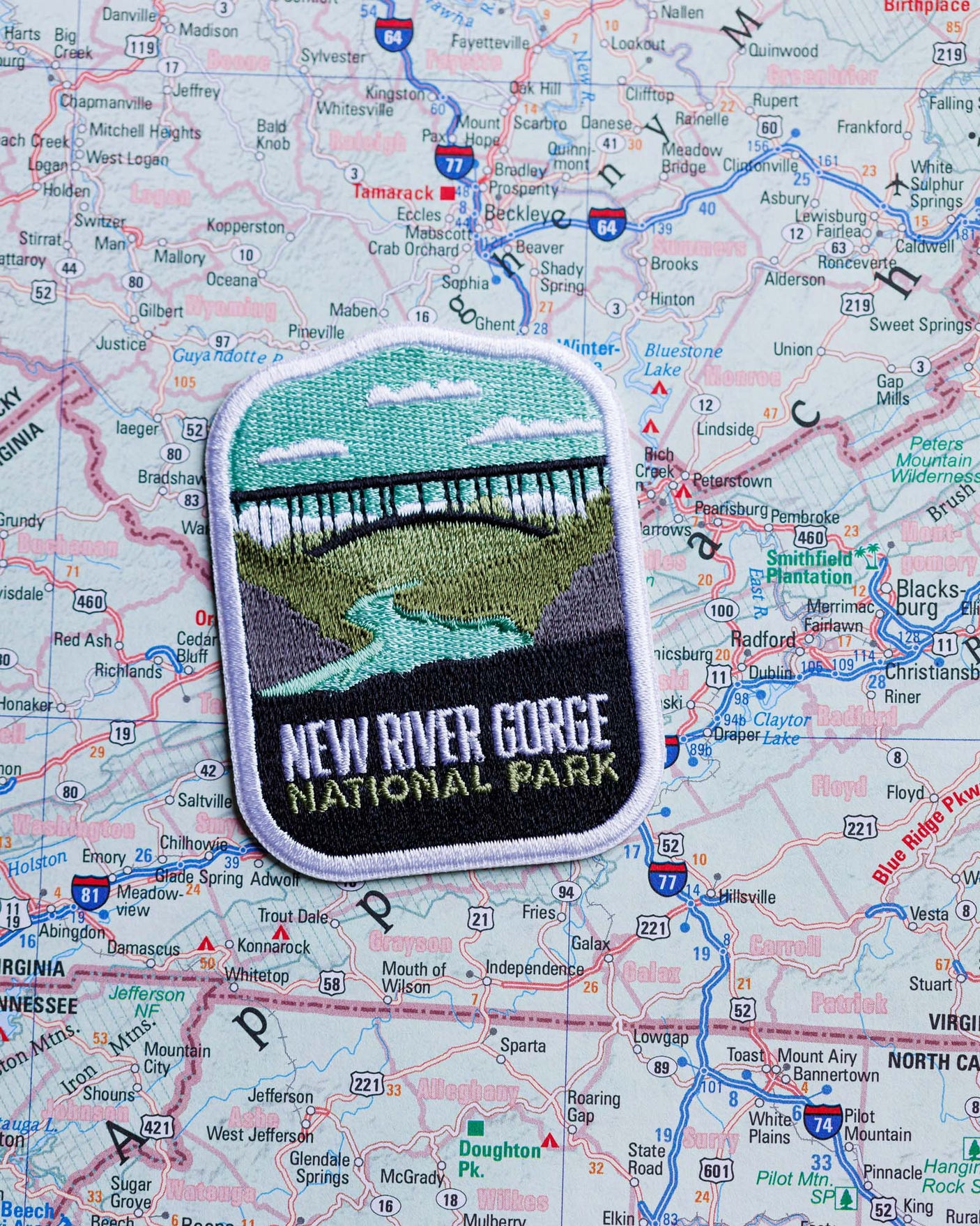 New River Gorge patch on a map