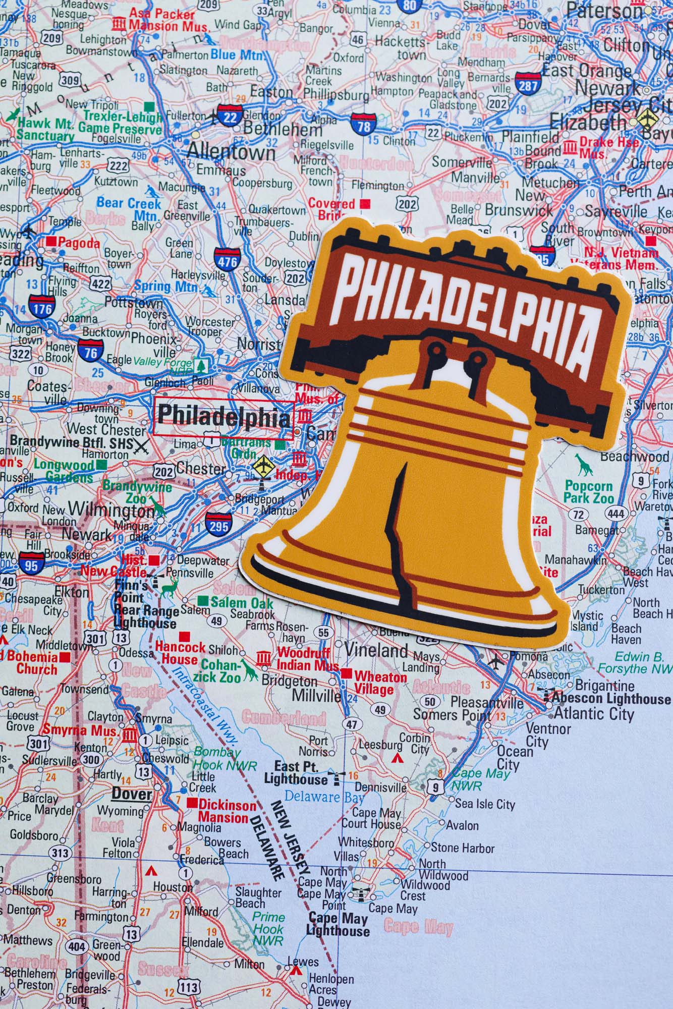 Philadelphia Sticker on a map