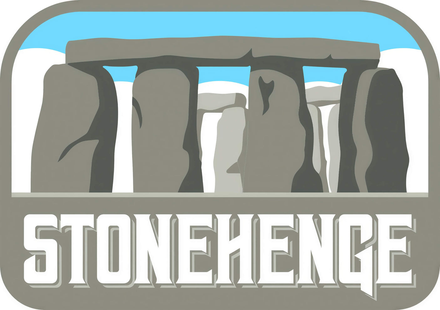 Stonehenge patch featuring a stylized depiction of the stone monument with a blue sky background.