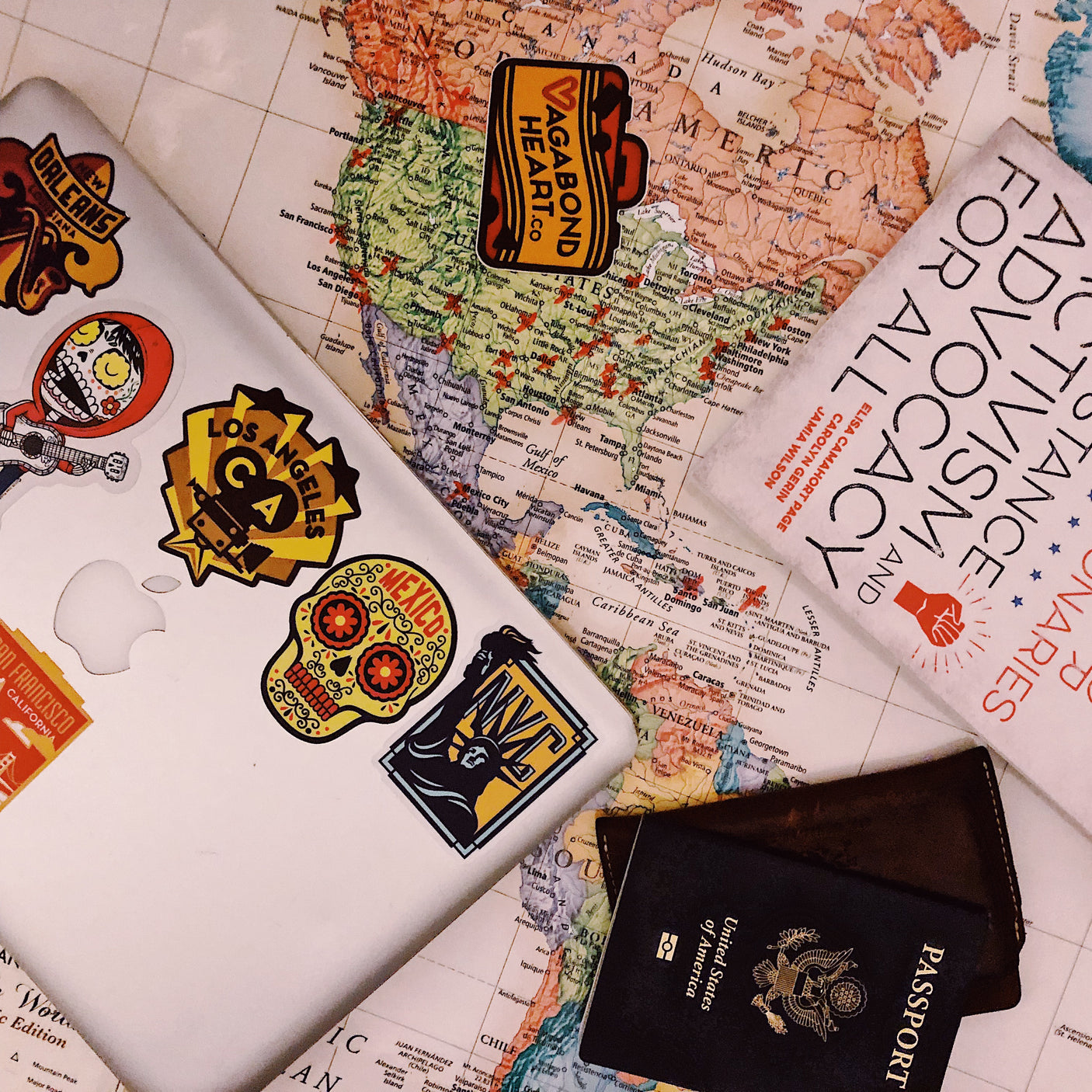 stickers on a laptop