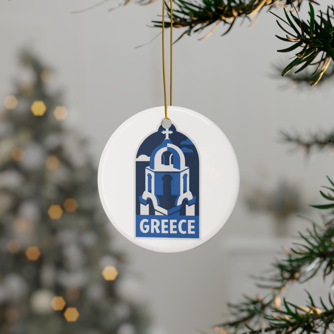 Greece Ceramic Christmas Ornament