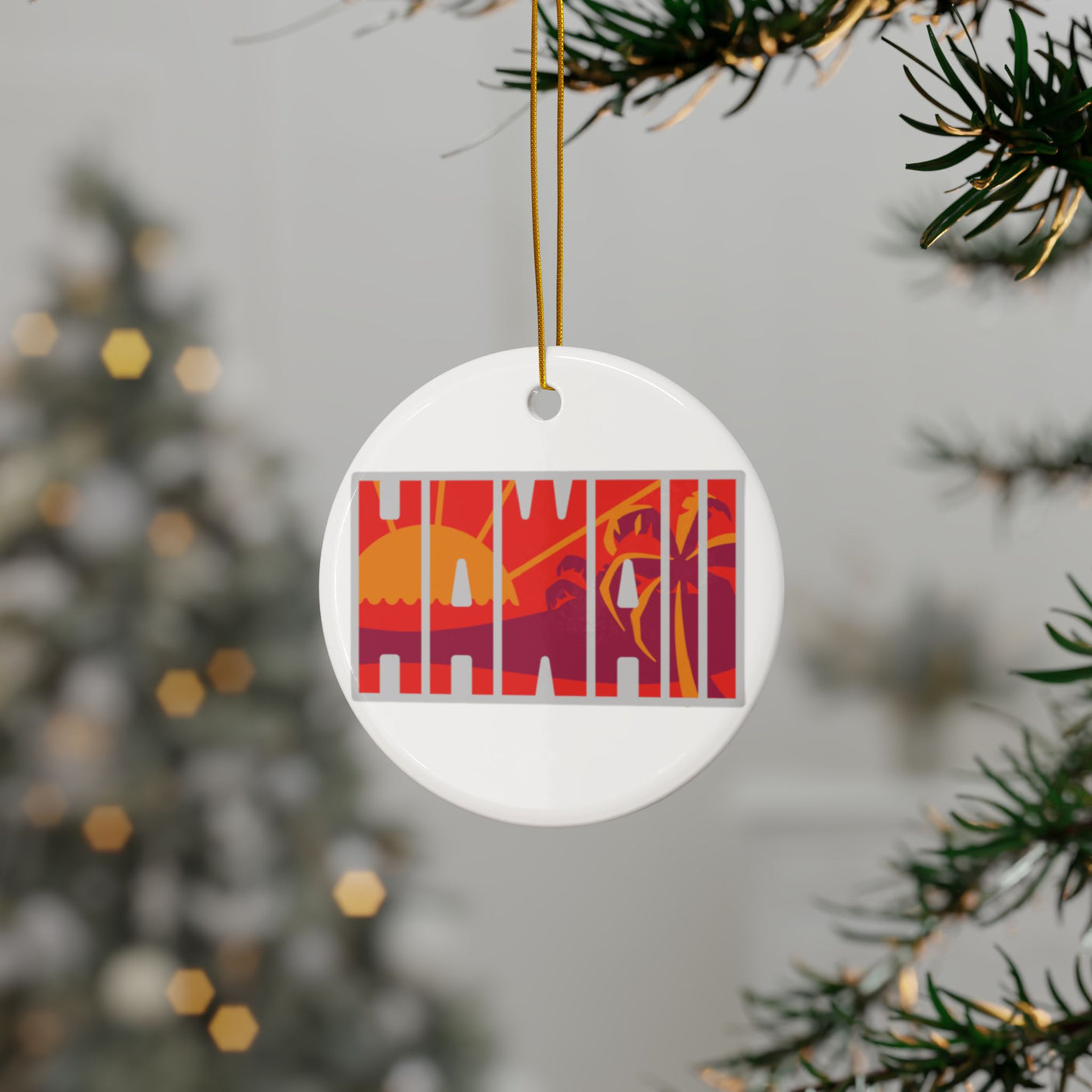 Hawaii Ceramic Christmas Ornament