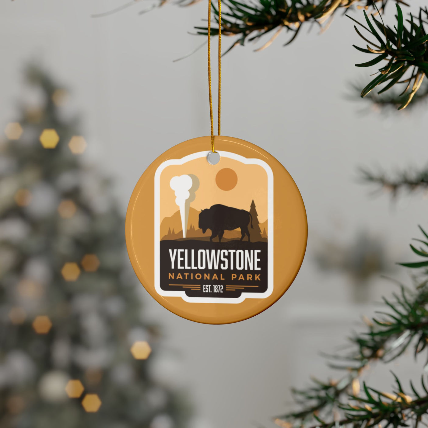 Yellowstone National Park Ceramic Christmas Ornament