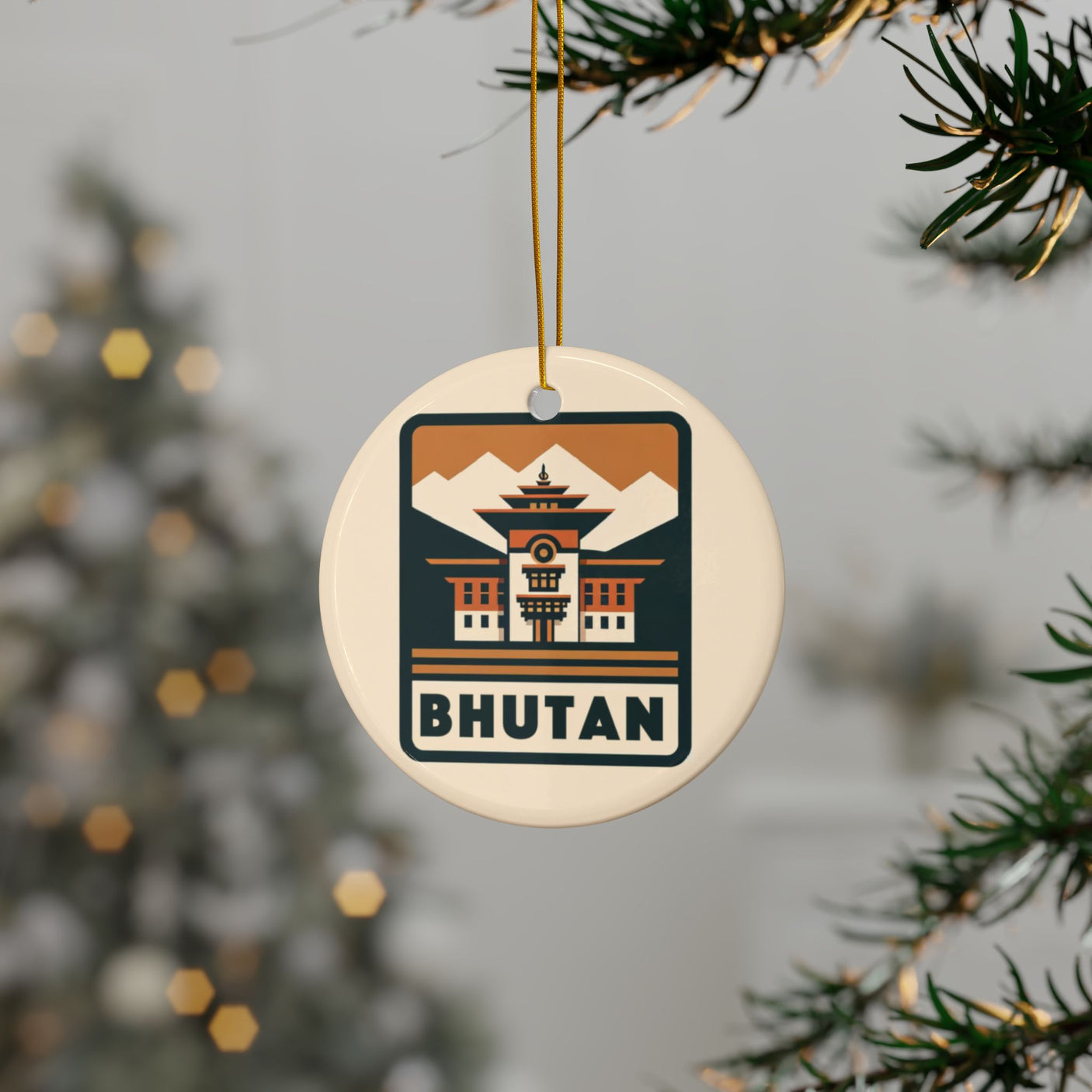 Bhutan Ceramic Christmas Ornament
