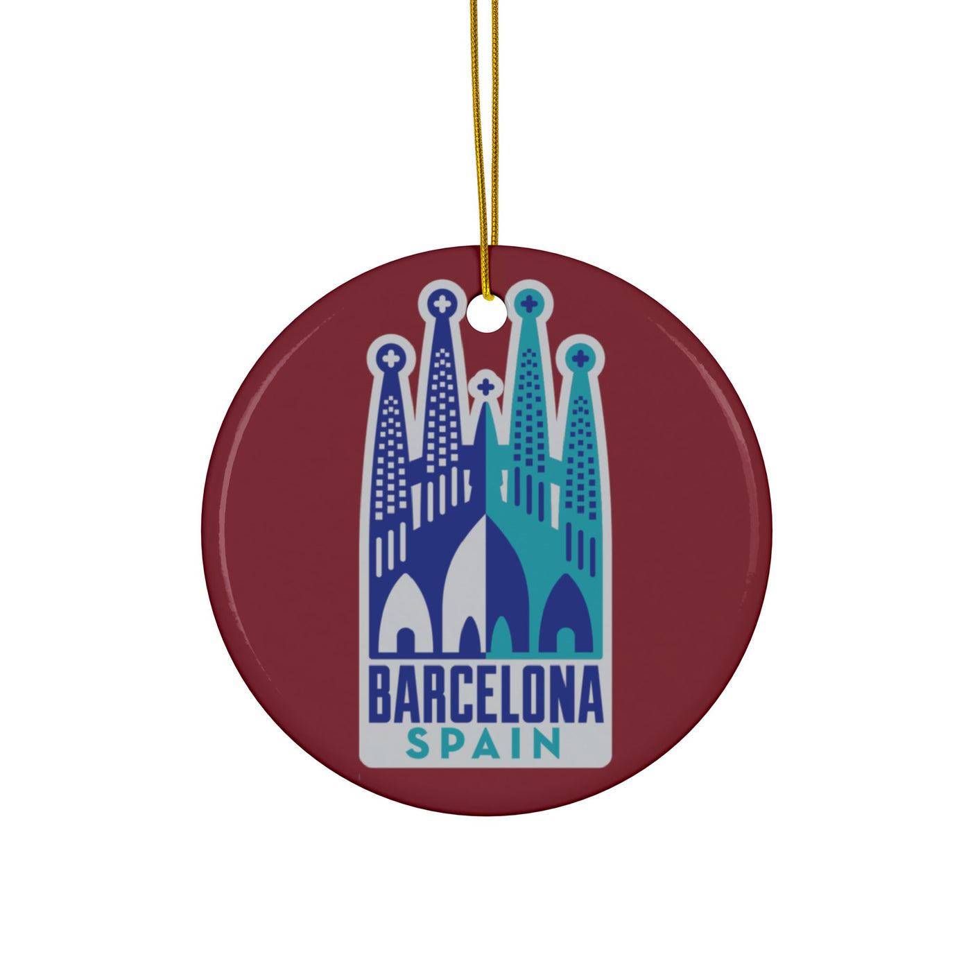 Barcelona, Spain Ceramic Christmas Ornament