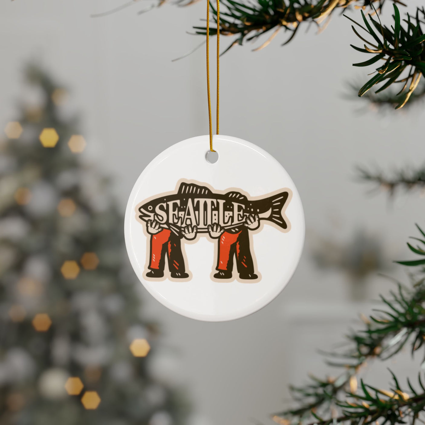 Seattle Ceramic Christmas Ornament