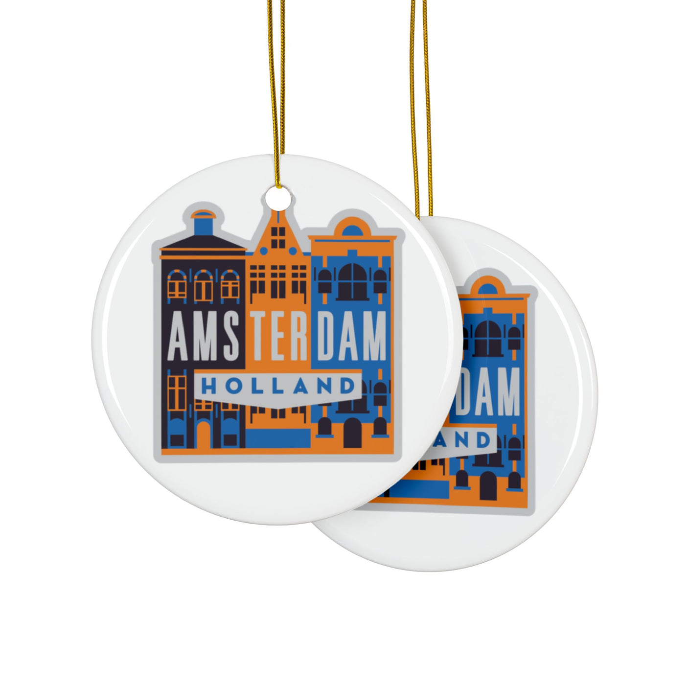 Amsterdam The Netherlands Ceramic Christmas Ornament