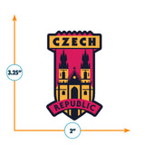 Czech Republic patch with a castle design, red, yellow, and black colors, measuring 3.25 inches by 2 inches.