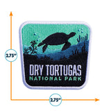 Dry Tortugas National Park patch featuring a turtle silhouette against a blue and green underwater scene, measuring 2.75 i...