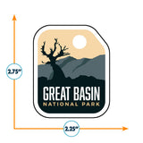 Great Basin National Park patch featuring a silhouette of a tree against a mountain backdrop and a sun.