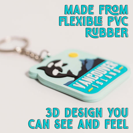 our keychains are made from flexible PVC rubber.
