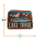 Lake Tahoe patch featuring mountains, a lake, and trees with "Lake Tahoe California-Nevada" text below.