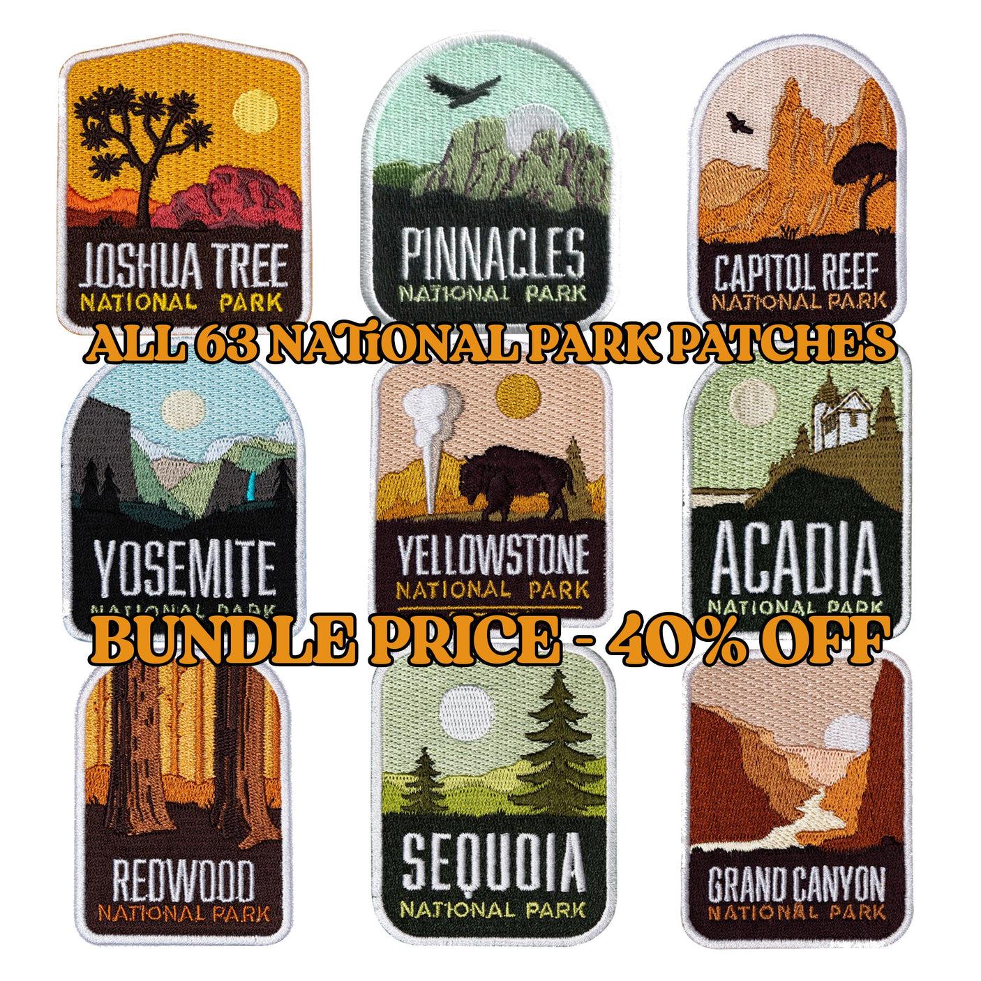 All 63 National Park Patches Bundle - 40% off