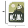 Acadia sticker size information
