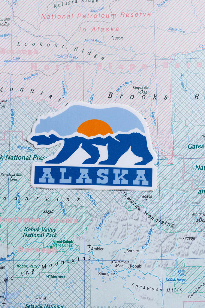 Alaska sticker on a map