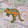 Australia sticker on a map background