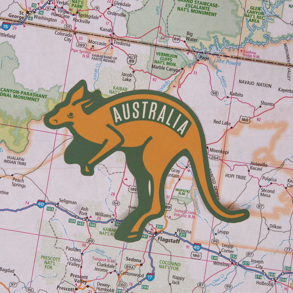 Australia sticker on a map background