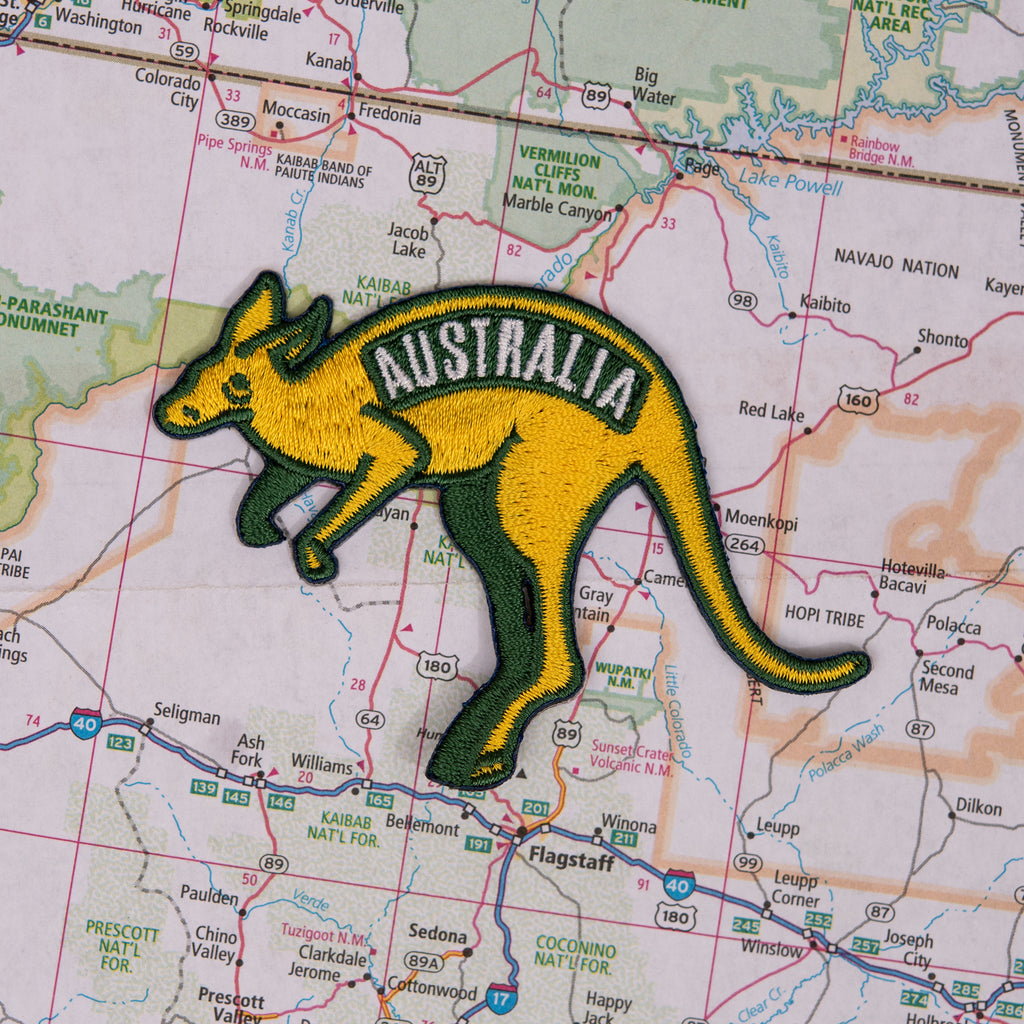 Australia patch on a map background