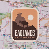 Badlands sticker on a map background