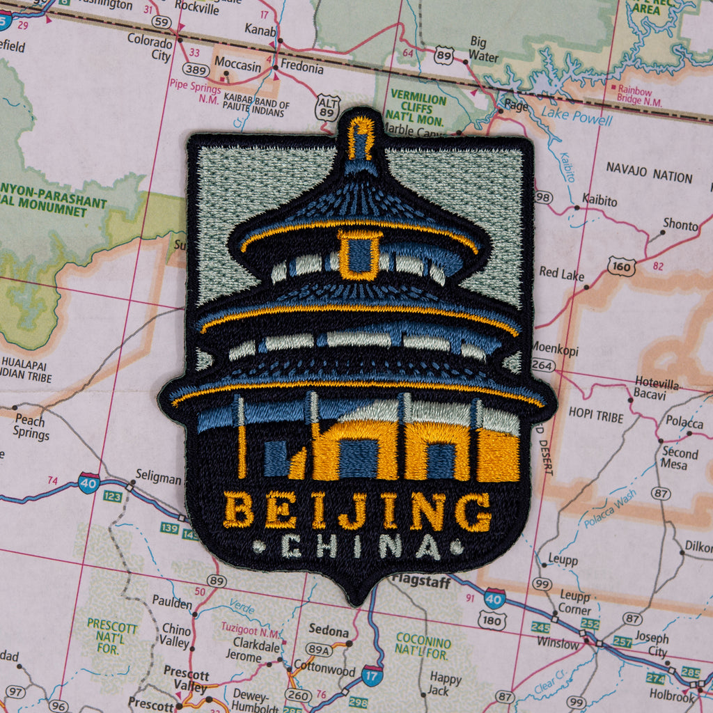 Beijing patch on a map background