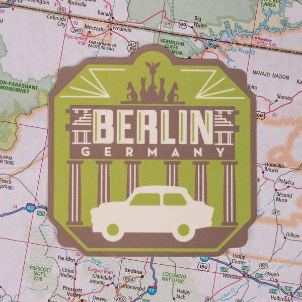 Berlin sticker on a map background