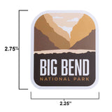 Big Bend sticker size information