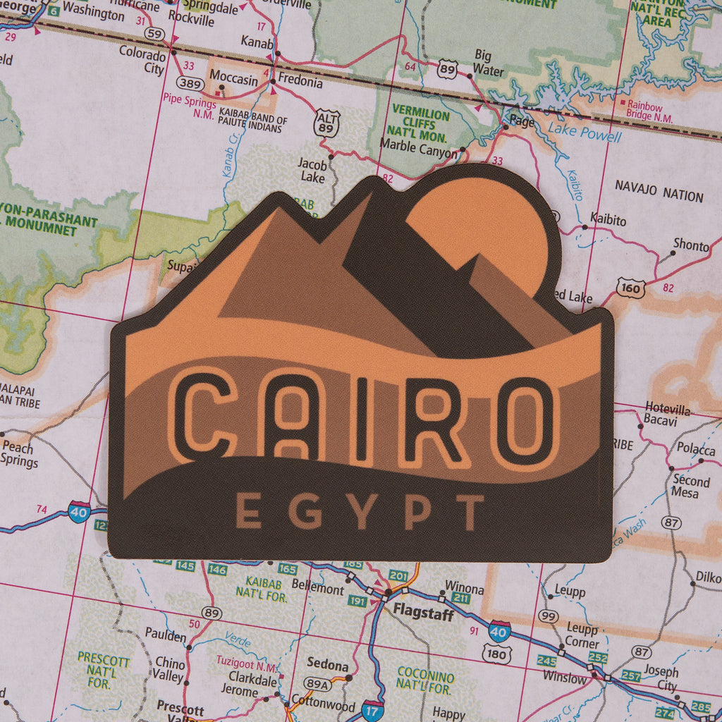 Cairo sticker on a map background