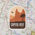 Capitol Reef sticker on a map background