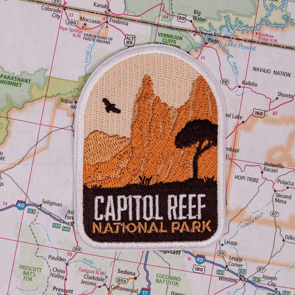 Capitol reef patch on a map background