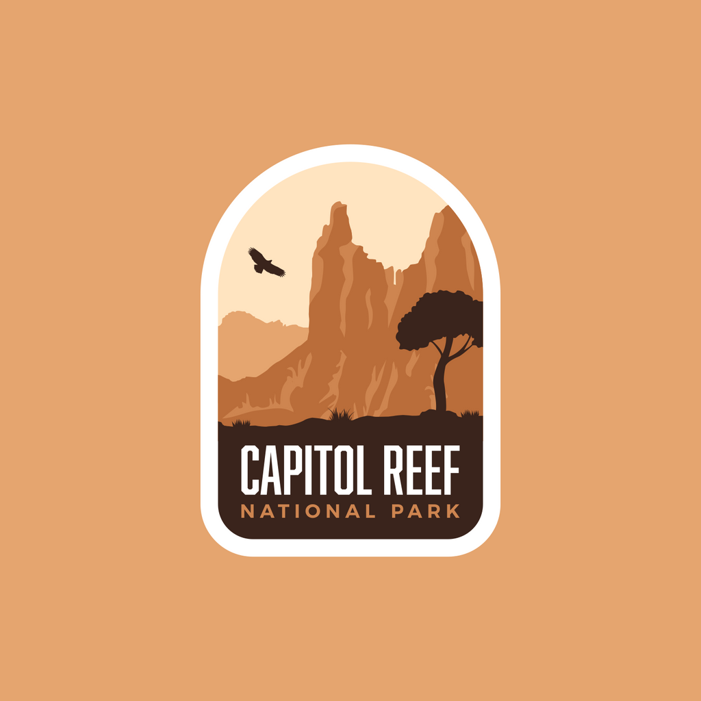 Capitol Reef National Park Sticker with colored background
